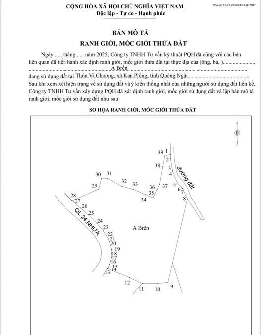 Bán 7 sào đất mặt tiền quốc lộ 24, Xã Hiếu, Kon Plông