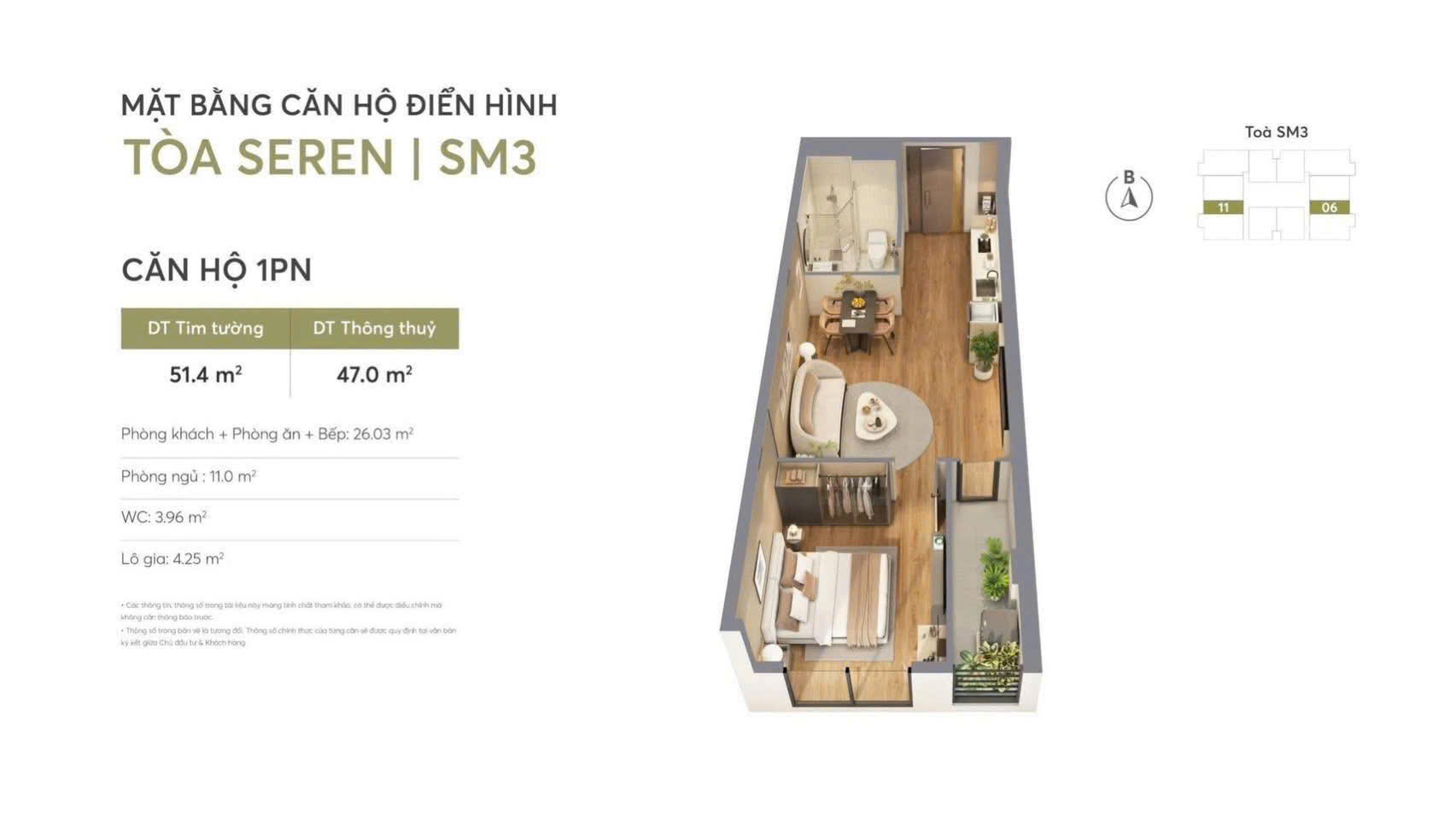 Căn hộ 1 ngủ dự án Greenera Southmark, Thanh Trì - Vượng khí đón tài lộc