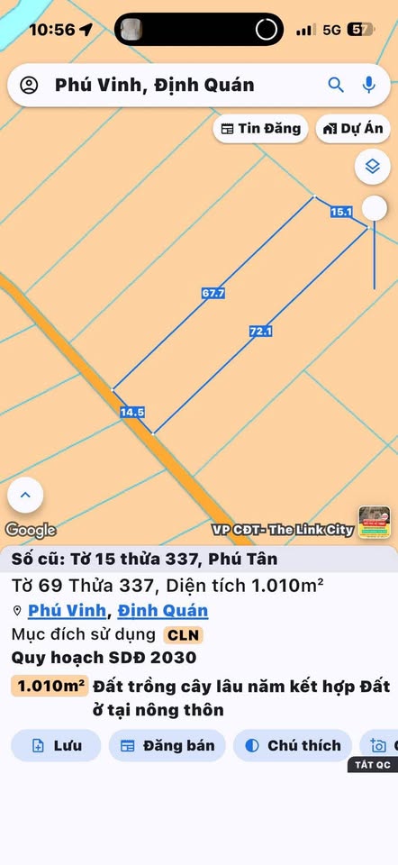 Cần bán gấp lô đất diện tích 1000m2 tại Phú Vinh, Định Quán,