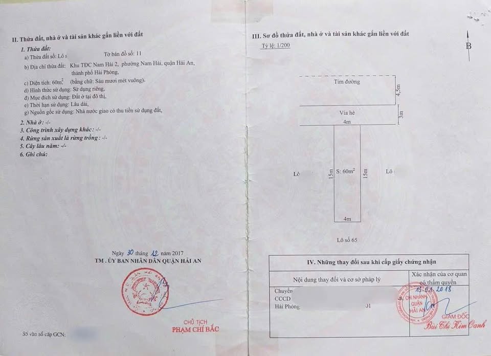 Lô đất tái định cư Nam Hải 2, vị trí đắc địa, hướng Đông, 60m2