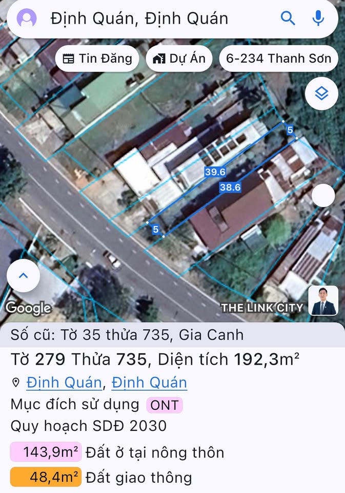 Mặt tiền đường nhựa 5x39m, 1.1 tỷ, gần cao tốc Định Quán