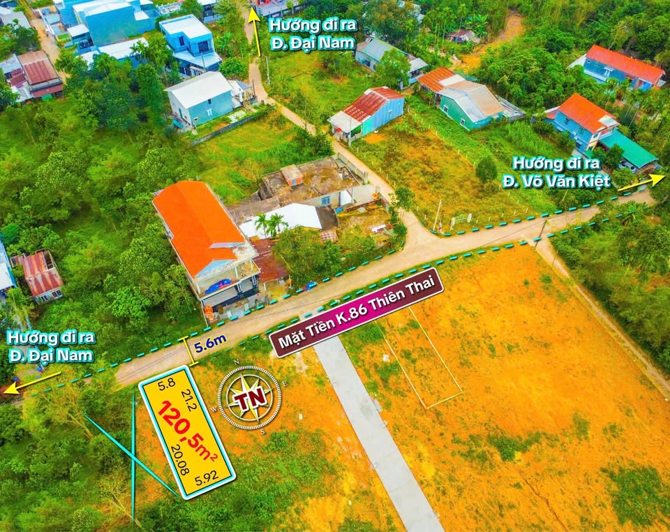 Mảnh đất vuông vắn, nở hậu tài lộc tại 86 Thiên Thai, Thừa Thiên Huế, với diện tích 120.5m2