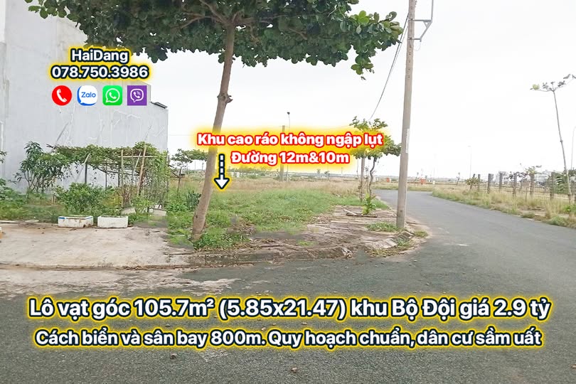 Bán đất vạt góc 105,7m² tại khu Bộ Đội, Tuy Hòa, Phú Yên