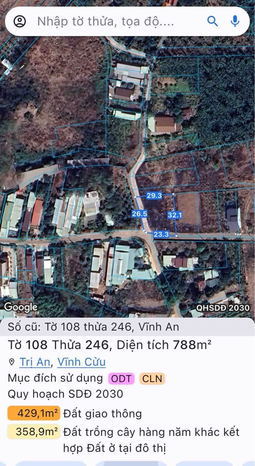 Bán đất Vĩnh An, Vĩnh Cửu 3 mặt tiền, sổ riêng thổ cư, giá tốt