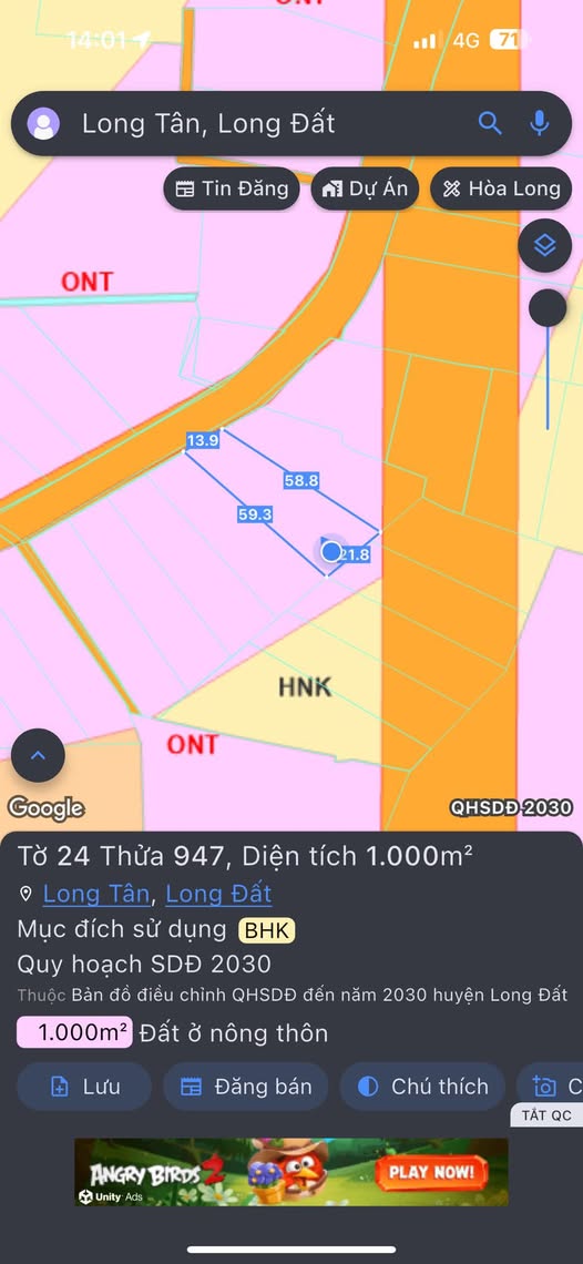 Cơ hội sở hữu ngay 1000m2 đất tại Long Tân, Đất Đỏ, Bà Rịa - Vũng Tàu