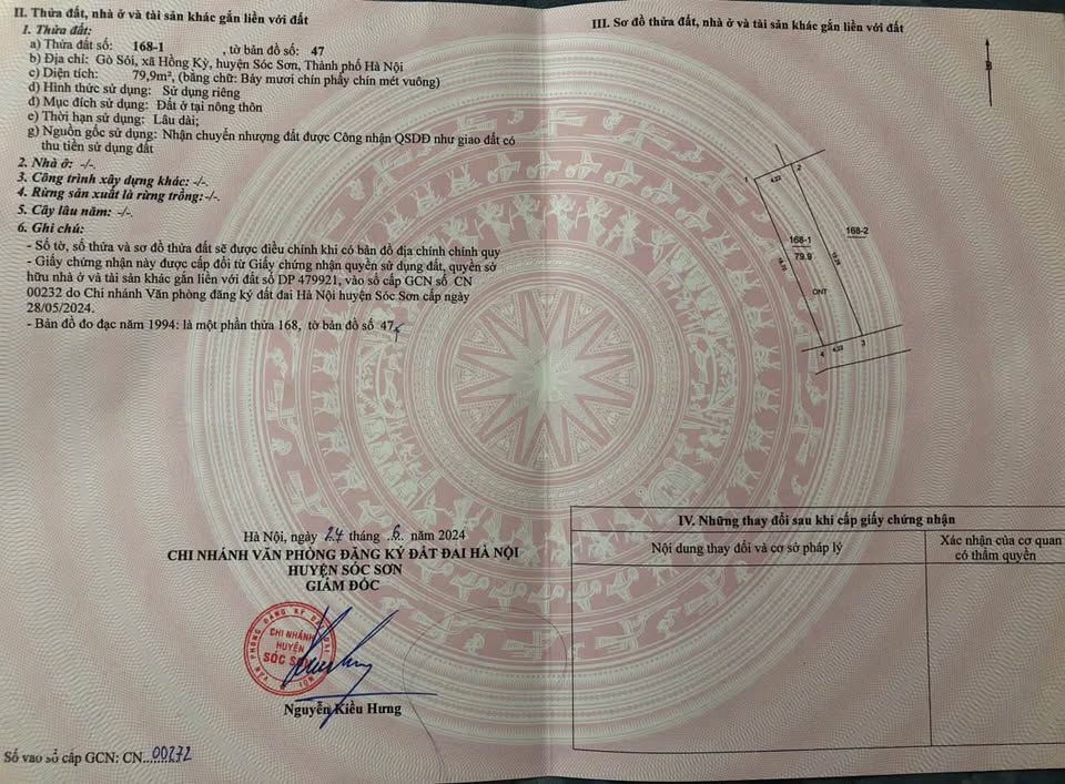 Đất Gò Sỏi Sóc Sơn - vuông vắn, ô tô vào, giá đầu tư