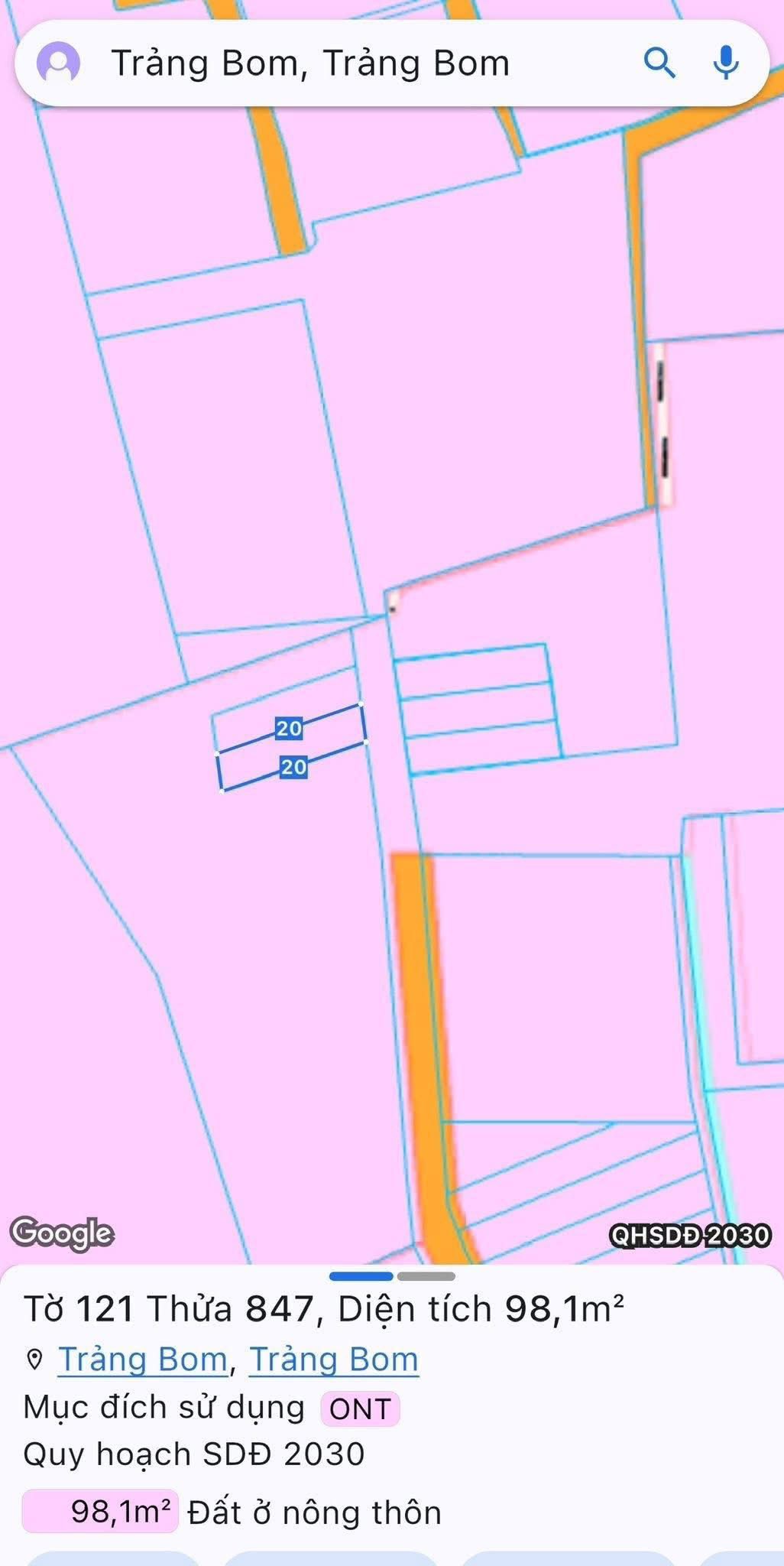 Bán nhanh 2 lô đất vuông vức 100m2 gần khu công nghiệp Giang Điền, Trảng Bom