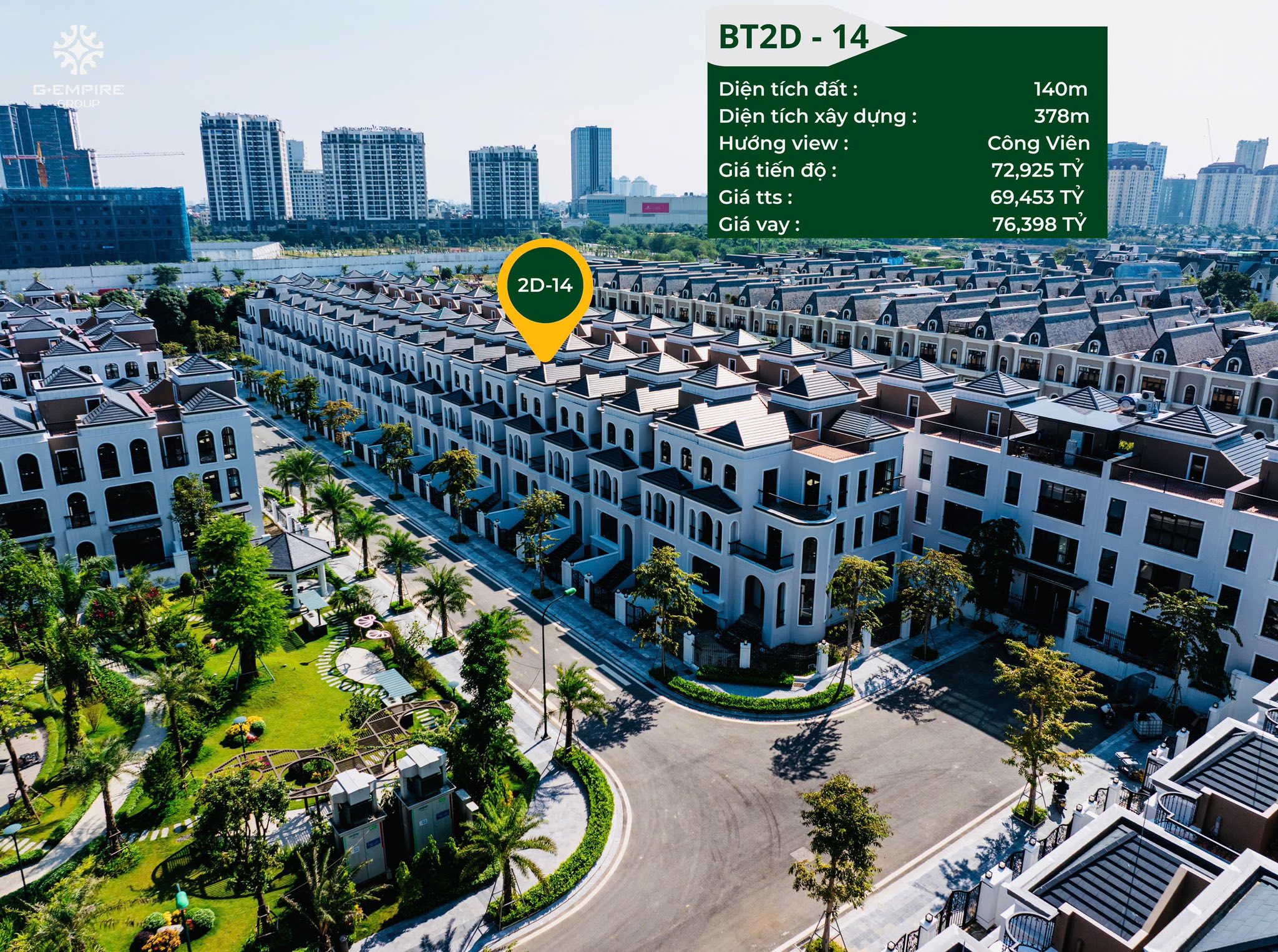 Biệt thự Ciputra 140m2 view công viên, giá 69.4 tỷ - hiếm có khó tìm