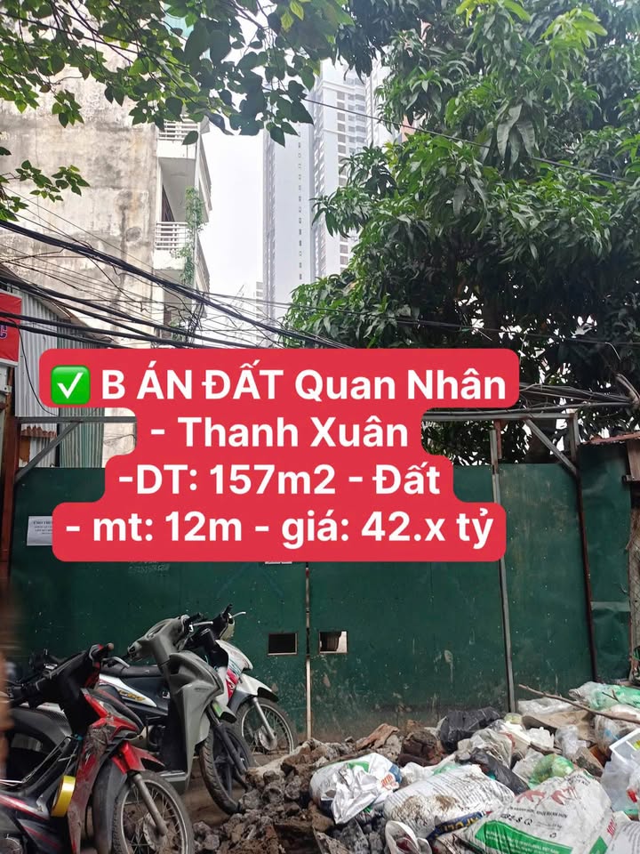 Đất Quan Nhân 157m2, 2 mặt tiền 12m, ô tô vào tận đất, tiềm năng xịn