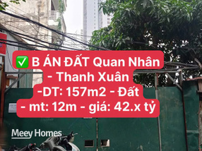 Đất Quan Nhân 157m2, 2 mặt tiền 12m, ô tô vào tận đất, tiềm năng xịn