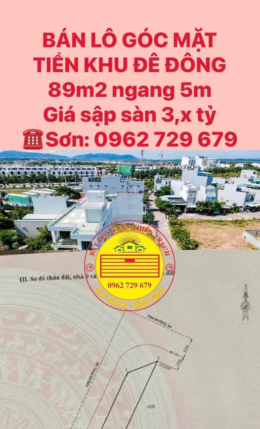 Bán gấp lô góc mặt tiền 5m, 89m2 tại Quy Nhơn, giá chỉ 3,x tỷ