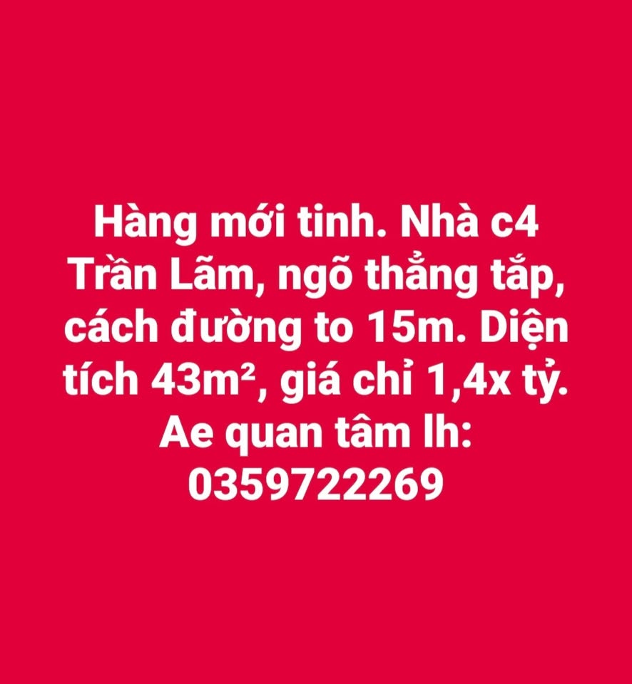 Siêu phẩm nhà cấp 4 mới tinh tại Trần Lãm, Thái Bình, 43m2, chỉ 1.4 tỷ, ngõ thẳng tắp, cách đường to 15m