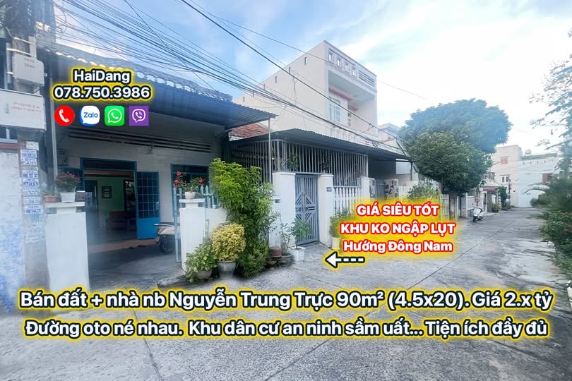 Bán mảnh đất 90m² kèm nhà cấp 4, hướng Đông Nam mát mẻ, đường ô tô thông thoáng