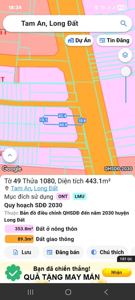 Mặt tiền Tỉnh lộ 44A, ngang 10m, giá nhỉnh 5 tỷ, 15 phút ra biển Long Hải