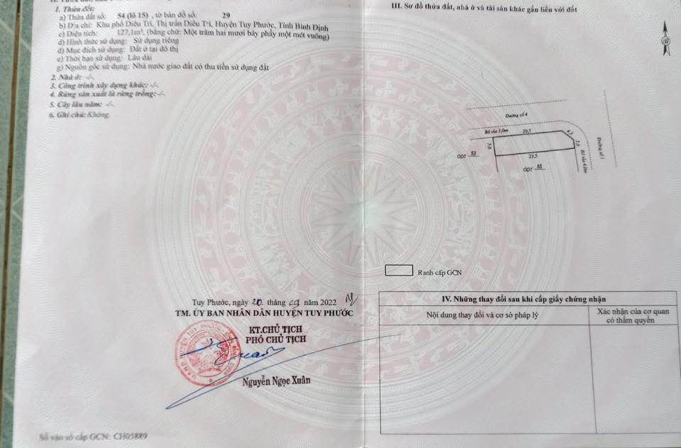 Bán lô đất tại thị trấn Diêu Trì, Tuy Phước, Bình Định, giá 2.6 tỷ