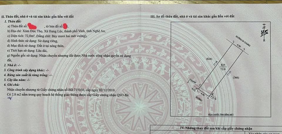 Bán đất thành phố Vinh, tỉnh Nghệ An giá 2,5 tỷ