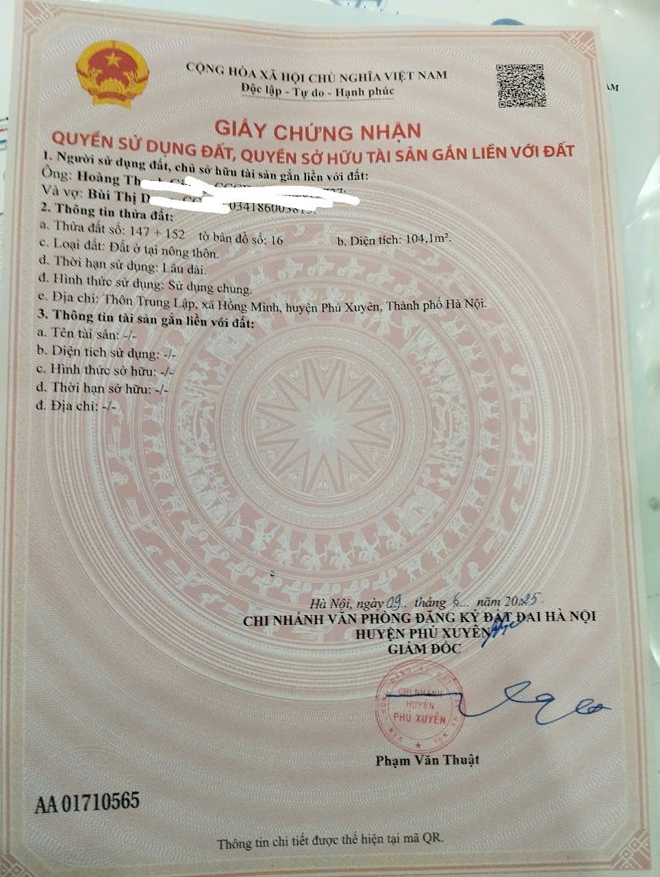 Bán đất huyện Phú Xuyên, thành phố Hà Nội giá 2 tỷ