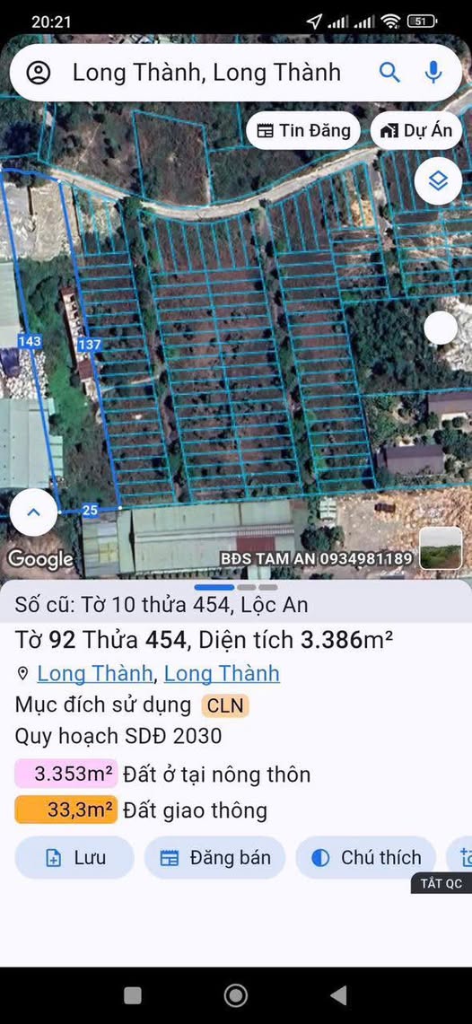 Bán 3.386m2 đất mặt tiền liền kề khu tái định cư sân bay Long Thành, quy hoạch thổ cư