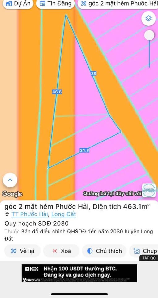 Bán đất 2 mặt tiền tại Long Mỹ - Phước Hải, 462m2, giá 1.65 tỷ