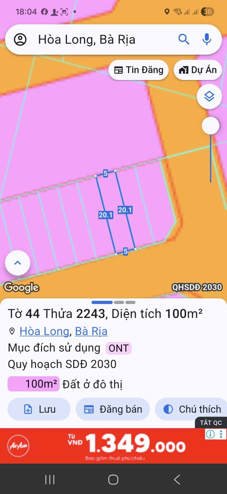 Bán đất thành phố Bà Rịa tỉnh Bà Rịa, Vũng Tàu giá 2,45 tỷ