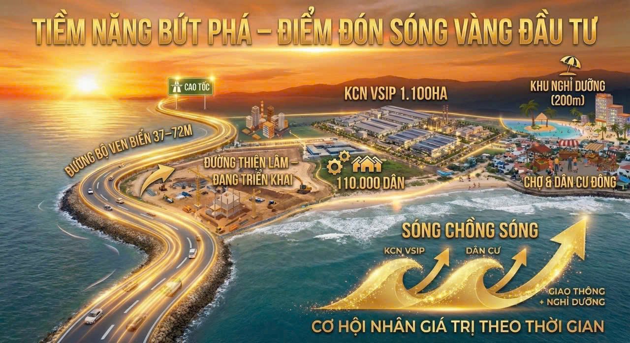 Bán lô đất 70m², mặt tiền 5m, gần biển Quất Lâm, giá chỉ nhỉnh 1 tỷ