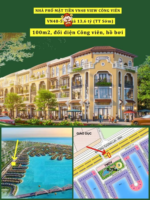 Nhà phố mặt tiền Vịnh Ngọc 48, view công viên, 100m2, phù hợp kinh doanh, giá 13.6 tỷ