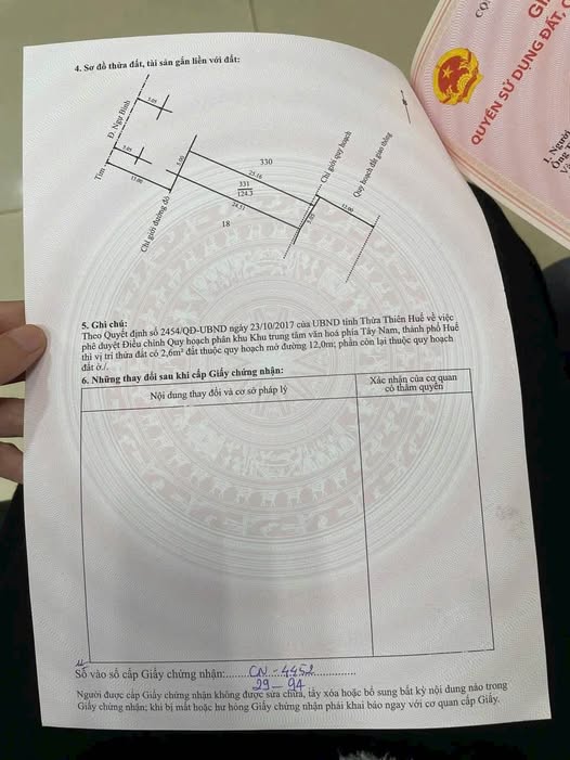 Bán đất 2 mặt tiền đường Ngự Bình, diện tích 124,3m2, toàn đất ở, sổ mới, giá 6,6 tỷ