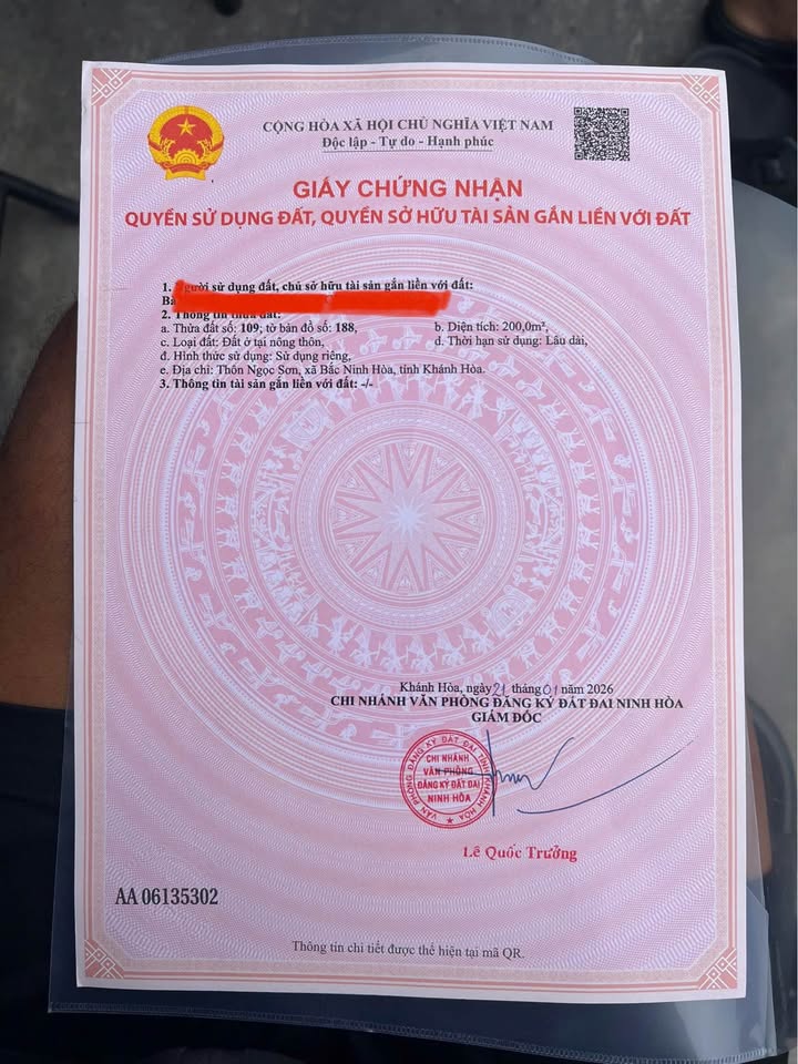 Bán đất mặt tiền kinh doanh tại khu tái định cư Ngọc Sơn, phường Bắc Ninh Hòa, Khánh Hòa