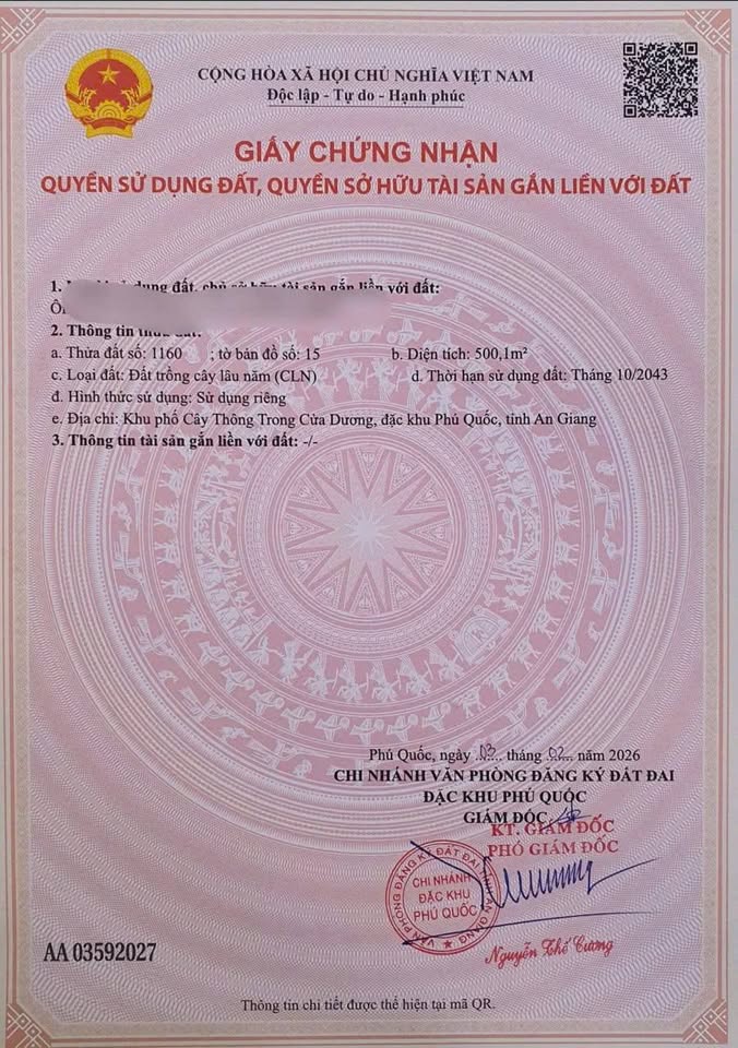 Bán đất Phú Quốc, 500m2 vừa hiển thị đường đi, vừa giáp suối ở Cây Thông Trong, giá 1.1 tỷ