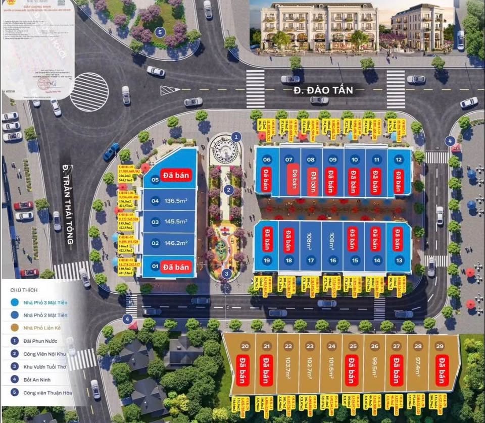 Bán vài căn shophouse 4 tầng mặt tiền góc Đào Tấn, Đồng Khởi, thành phố Huế