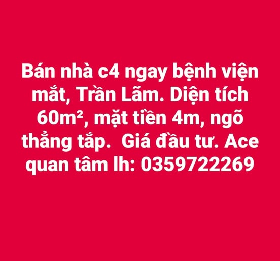 Chính chủ bán gấp nhà cấp 4, 60m2 mặt tiền 4m ngay bệnh viện mắt, Thái Bình, giá đầu tư không tưởng