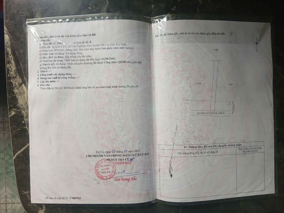 Cần bán miếng đất tại xã Lưu Nghiệp Anh, Trà Cú, Trà Vinh (cũ), giá 900 triệu