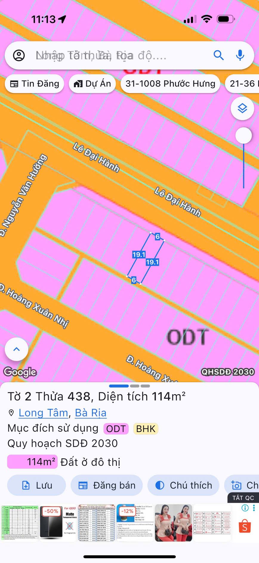 Bán đất mặt tiền kinh doanh đường lớn Lê Đại Hành, phường Long Tâm, Bà Rịa, giá 3.6 tỷ