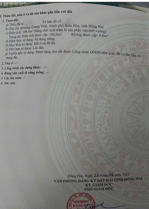 Bán nhà cấp 4 hẻm Đồng Tháp, phường Quang Vinh, 106m2, đường ba gác