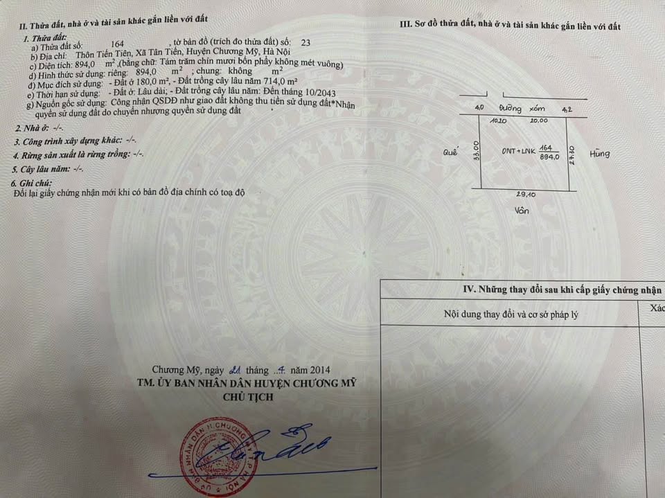 Bán đất vườn siêu đẹp tại Tân Tiến, Xuân Mai, Chương Mỹ, Hà Nội