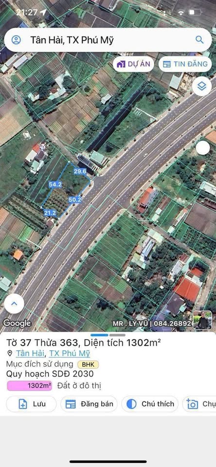 Chủ gửi bán lô đất Tân Hải, thị xã Phú Mỹ, góc 2 mặt tiền, vị trí cực đẹp