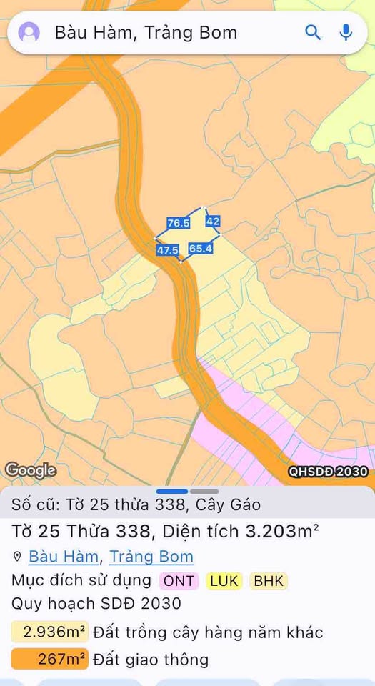Bán đất mặt tiền Cây Gáo, Trảng Bom, Đồng Nai cũ, giá 7,5 tỷ