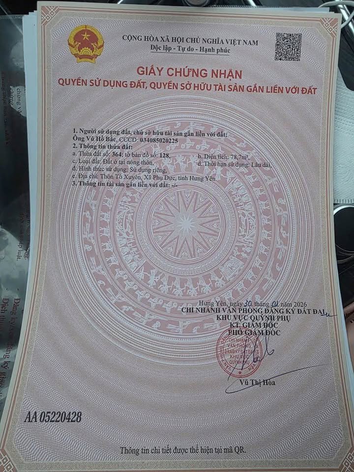 Bán đất huyện Quỳnh Phụ, tỉnh Thái Bình giá 600 triệu