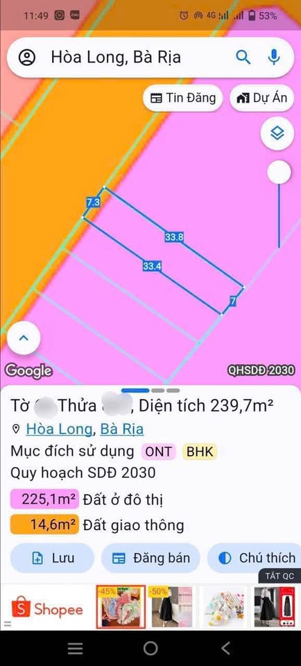 Đất Hoa Long ngang 7m, sâu 34m, giá 2,8 tỷ, cơ hội đầu tư sinh lời