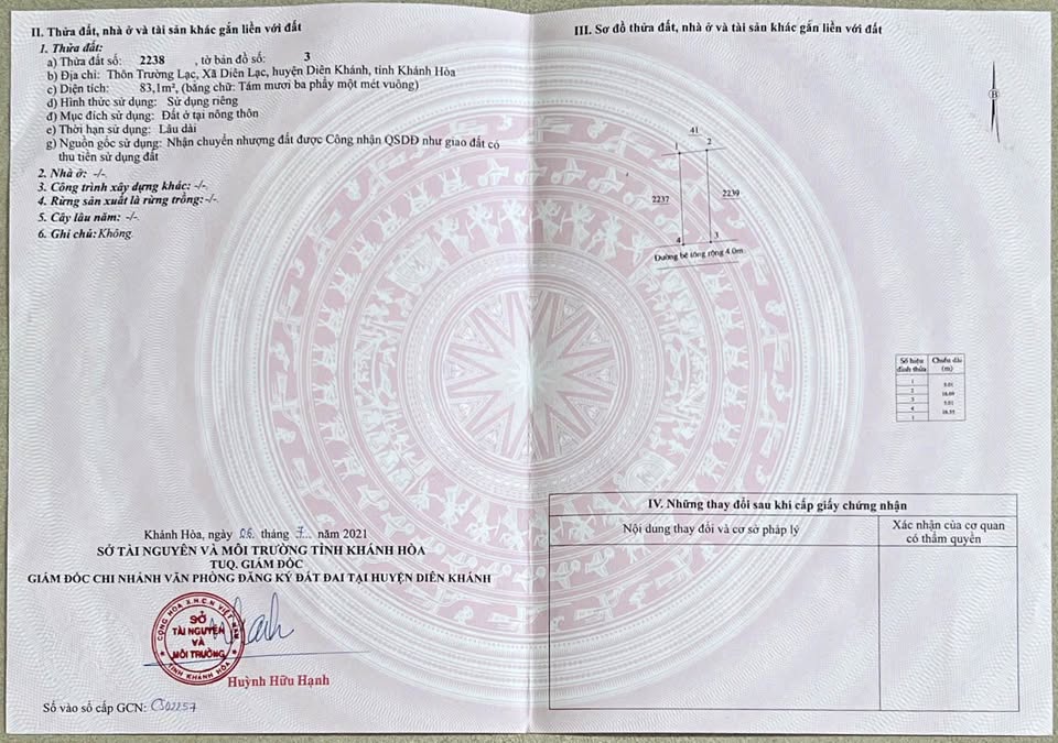 Bán đất thành phố Nha Trang, tỉnh Khánh Hòa giá 990 triệu