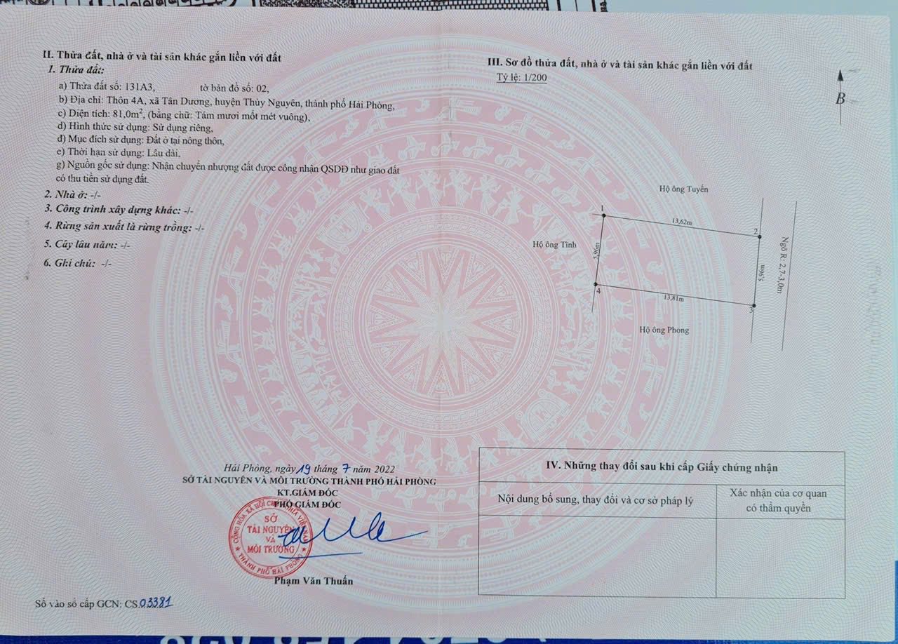 Bán đất Tân Dương, Thủy Nguyên, ngay sát Hoàng Huy, ngồi nhà ngắm pháo hoa