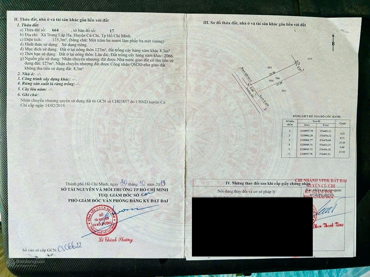 Bán đất xã Trung Lập Hạ Củ Chi. Diện tích 5x27m có 127m2 thổ cư. Giá bán 980 triệu có bớt