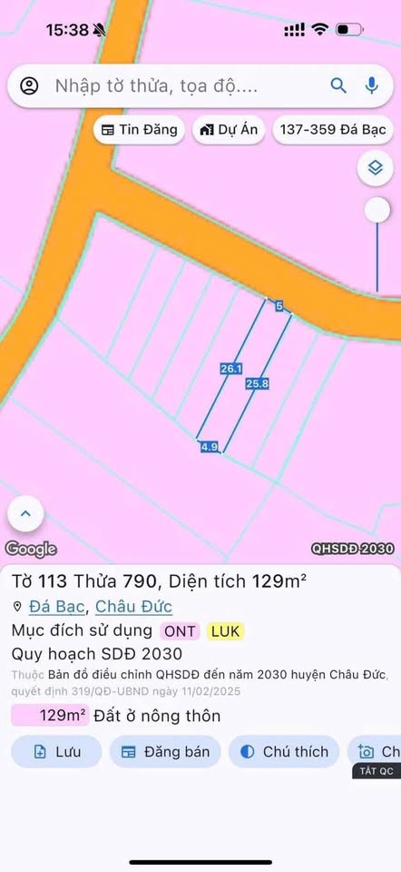 Bán lô đất tại Đá Bạc, Châu Đức, giá 440 triệu