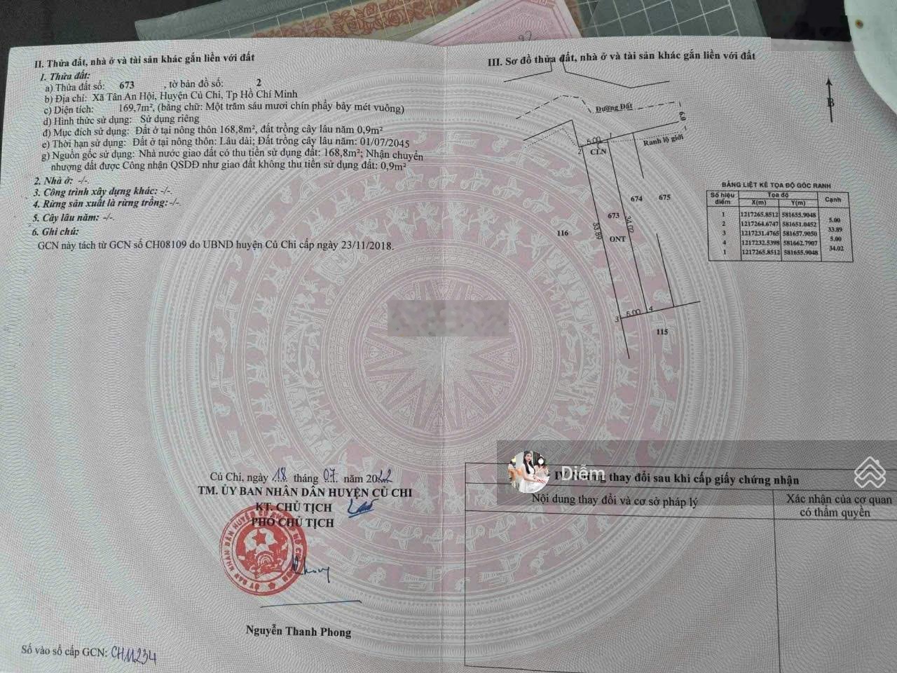 Bán lô 170m2 đất Đ.Nguyễn Thị Rành gần bệnh viện đa khoa Củ Chi & KCN Tây Bắc, giá 970tr, Sổ riêng