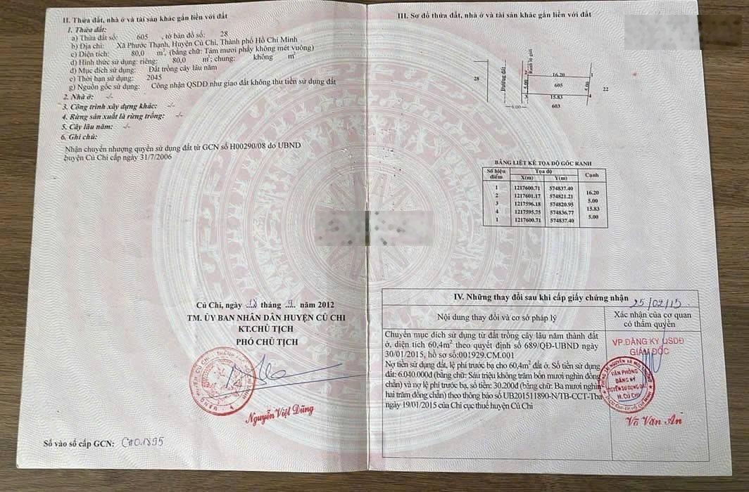 Ngộp !!! bán nhanh lô đất xã phước thạnh, củ chi, 80m2 sẵn thổ cư, 950tr