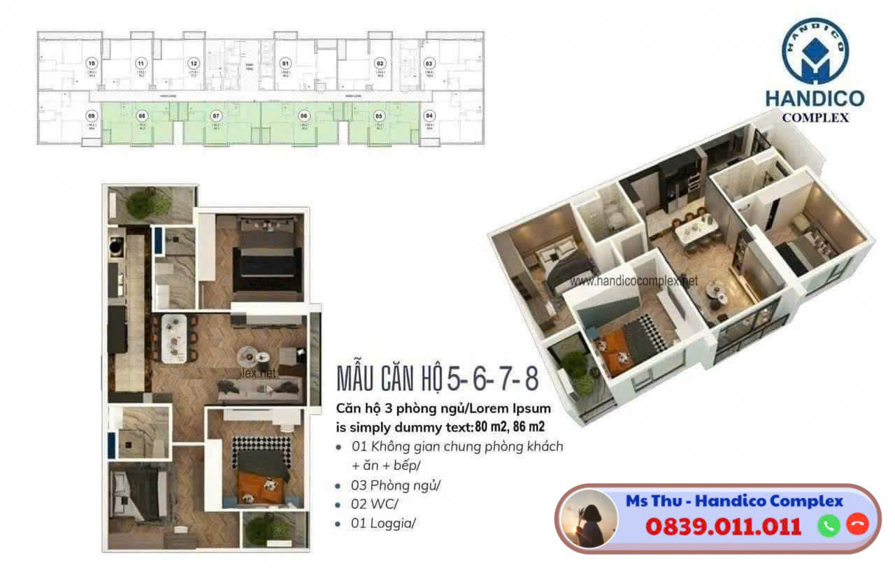 Cần bán căn hộ 3 phòng ngủ Handico Complex, view đường Lê Văn Lương, giá rẻ nhất thị trường