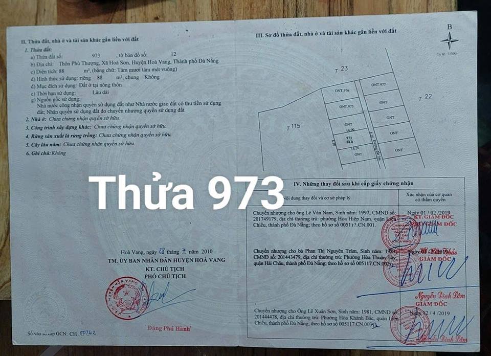 Chào bán lô đất ở tại tổ dân phố Phú Thượng, phường Hòa Khánh, giá 1.25 tỷ