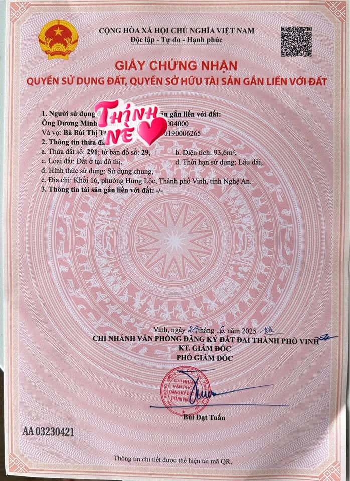 Bán đất thành phố Vinh tỉnh Nghệ An, giá 4,35 tỷ