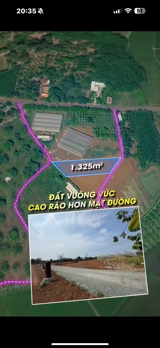 Đất sào 2 mặt tiền 1,325m2 tại Đất Đỏ, chỉ 1 tỷ 450 triệu