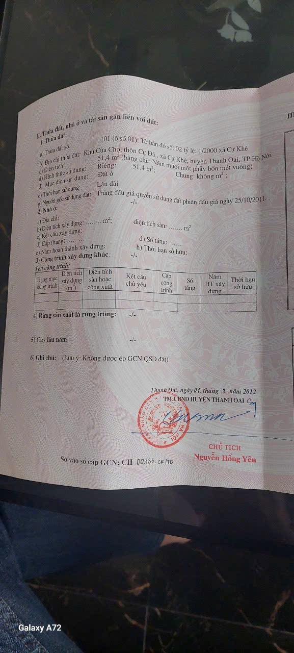 Bán đất huyện Thanh Oai, thành phố Hà Nội giá 8,5 tỷ